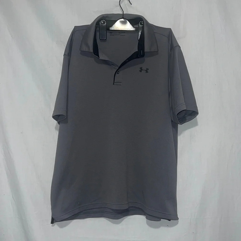 gray Under Armour Heat Gear short sleeve polo shirt size xl loose